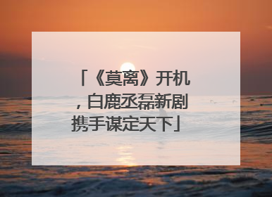 《莫离》开机，白鹿丞磊新剧携手谋定天下