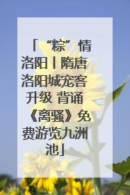 “粽”情洛阳丨隋唐洛阳城宠客升级 背诵《离骚》免费游览九洲池