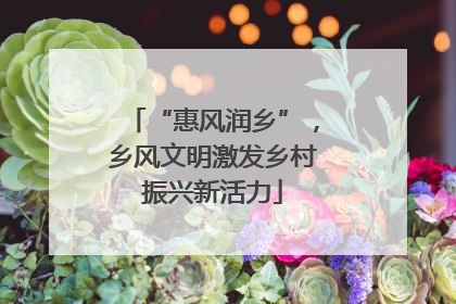 “惠风润乡”，乡风文明激发乡村振兴新活力