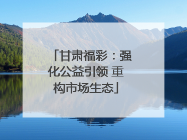 甘肃福彩：强化公益引领 重构市场生态