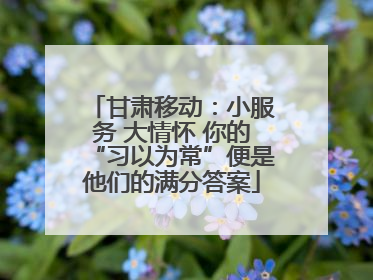 甘肃移动：小服务 大情怀 你的“习以为常”便是他们的满分答案