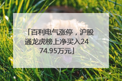 百利电气涨停，沪股通龙虎榜上净买入2474.95万元