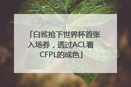 白鲨抢下世界杯首张入场券，透过ACL看CFPL的成色