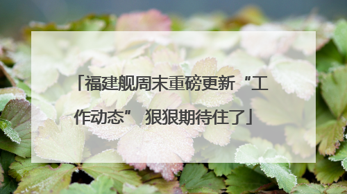 福建舰周末重磅更新“工作动态” 狠狠期待住了