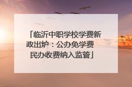 临沂中职学校学费新政出炉：公办免学费 民办收费纳入监管