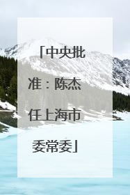 中央批准：陈杰任上海市委常委