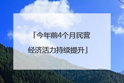 今年前4个月民营经济活力持续提升