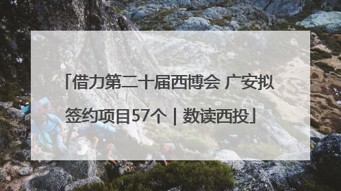 借力第二十届西博会 广安拟签约项目57个｜数读西投
