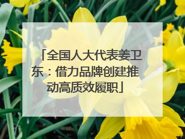 全国人大代表姜卫东：借力品牌创建推动高质效履职