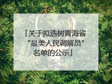 关于拟选树青海省“最美人民调解员” 名单的公示