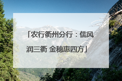 农行衢州分行：儒风润三衢 金穗惠四方