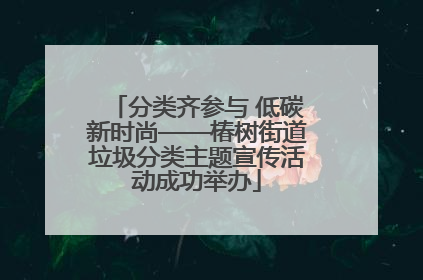 分类齐参与 低碳新时尚——椿树街道垃圾分类主题宣传活动成功举办