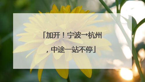 加开！宁波→杭州，中途一站不停