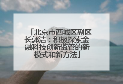 北京市西城区副区长郭洁：积极探索金融科技创新监管的新模式和新方法
