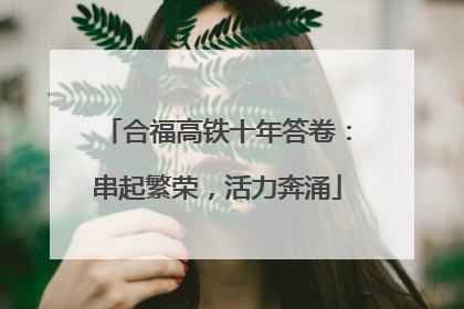 合福高铁十年答卷：串起繁荣，活力奔涌