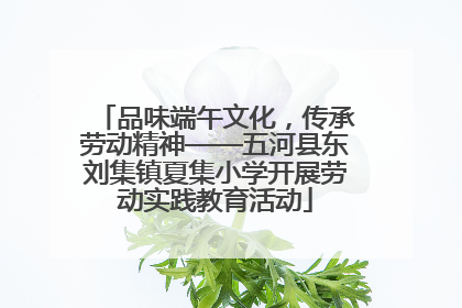 品味端午文化，传承劳动精神——五河县东刘集镇夏集小学开展劳动实践教育活动