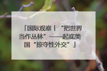 国际观察丨“把世界当作丛林”——起底美国“掠夺性外交”
