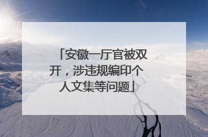 安徽一厅官被双开，涉违规编印个人文集等问题