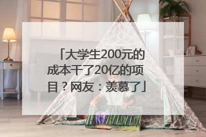 大学生200元的成本干了20亿的项目？网友：羡慕了