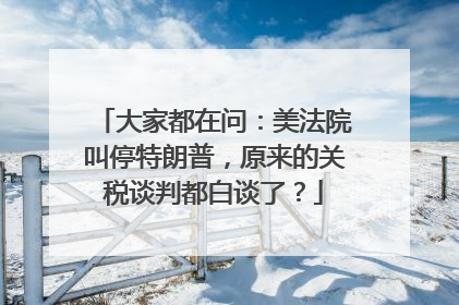 大家都在问：美法院叫停特朗普，原来的关税谈判都白谈了？