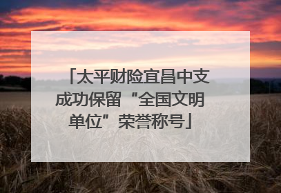 太平财险宜昌中支成功保留“全国文明单位”荣誉称号
