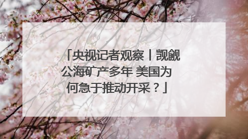 央视记者观察丨觊觎公海矿产多年 美国为何急于推动开采？