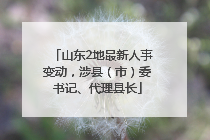 山东2地最新人事变动，涉县（市）委书记、代理县长