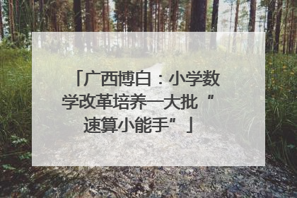 广西博白：小学数学改革培养一大批“速算小能手”