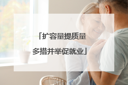 扩容量提质量 多措并举促就业