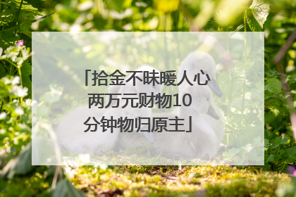 拾金不昧暖人心 两万元财物10分钟物归原主