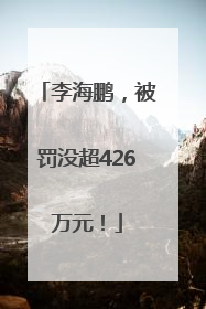 李海鹏，被罚没超426万元！