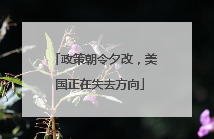 政策朝令夕改，美国正在失去方向