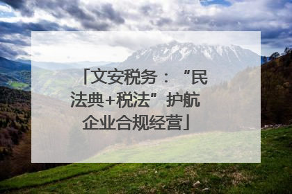 文安税务：“民法典+税法”护航企业合规经营