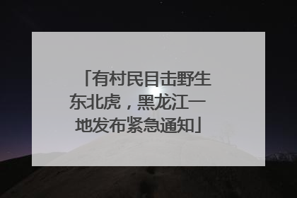 有村民目击野生东北虎，黑龙江一地发布紧急通知