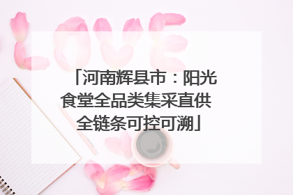 河南辉县市：阳光食堂全品类集采直供 全链条可控可溯