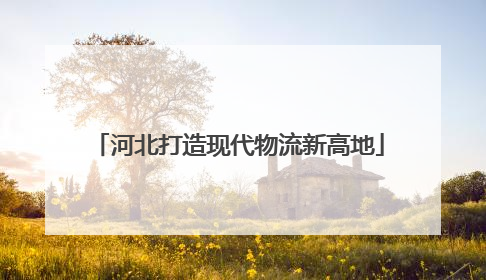 河北打造现代物流新高地
