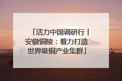 活力中国调研行丨安徽铜陵：着力打造世界级铜产业集群