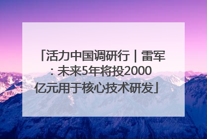 活力中国调研行｜雷军：未来5年将投2000亿元用于核心技术研发