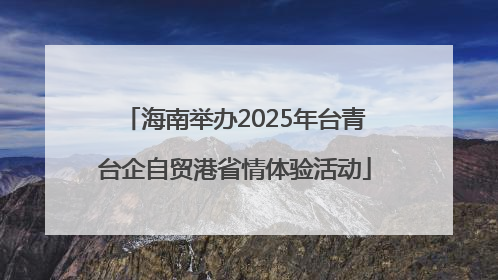 海南举办2025年台青台企自贸港省情体验活动