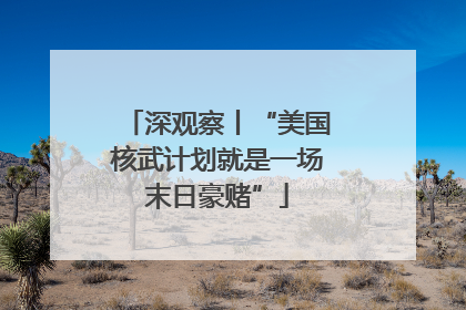 深观察丨“美国核武计划就是一场末日豪赌”