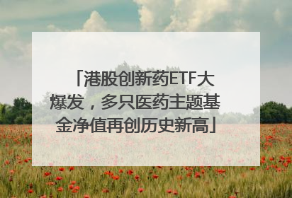 港股创新药ETF大爆发，多只医药主题基金净值再创历史新高