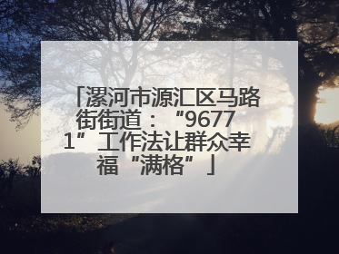 漯河市源汇区马路街街道：“96771”工作法让群众幸福“满格”