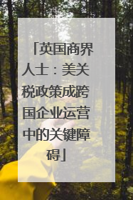 英国商界人士：美关税政策成跨国企业运营中的关键障碍