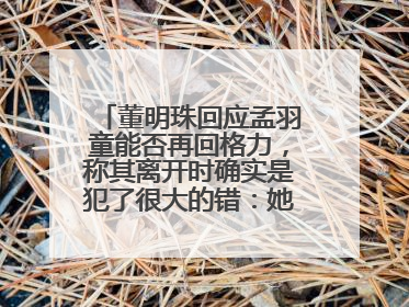董明珠回应孟羽童能否再回格力，称其离开时确实是犯了很大的错：她对我来说是孩子