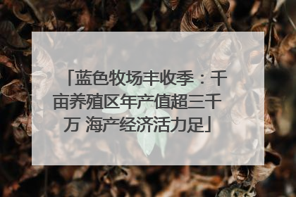 蓝色牧场丰收季：千亩养殖区年产值超三千万 海产经济活力足
