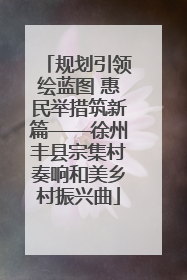规划引领绘蓝图 惠民举措筑新篇——徐州丰县宗集村奏响和美乡村振兴曲