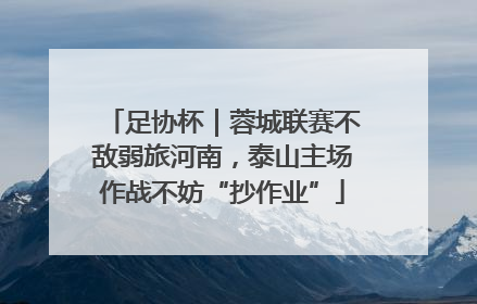 足协杯｜蓉城联赛不敌弱旅河南，泰山主场作战不妨“抄作业”