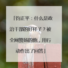 钧正平：什么是政治干部的好样子？被全网赞扬的他，用行动作出了回答
