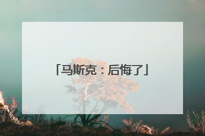 马斯克：后悔了