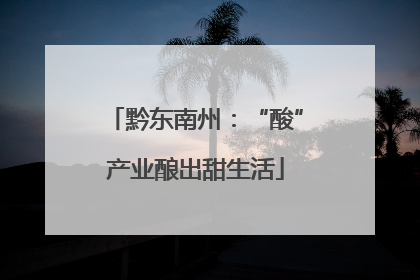 黔东南州：“酸”产业酿出甜生活